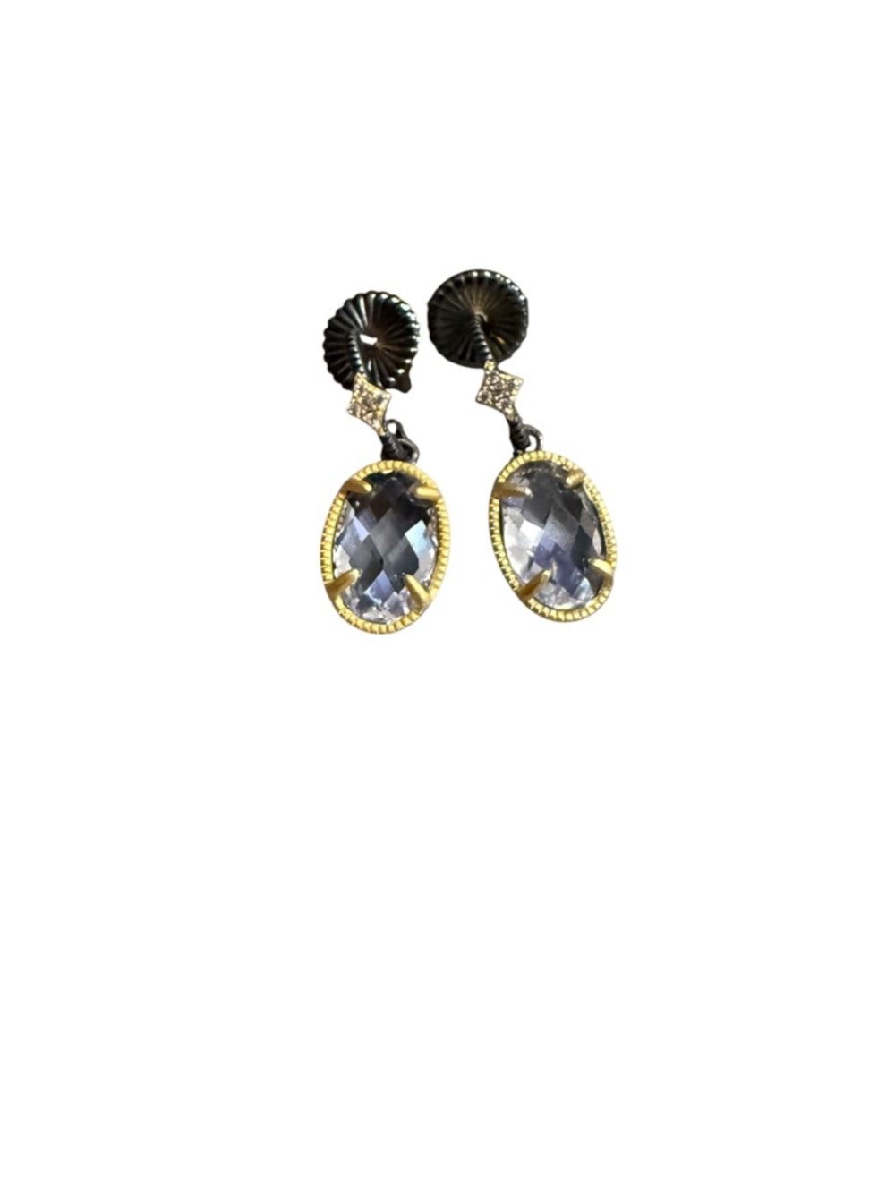 New Freida Rothman 925 Sterling Silver Stamped Faceted Crystal Drop Earrings - Picture 5 of 12